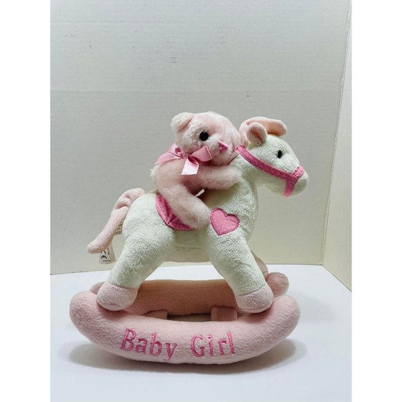Aurora Baby 2015 Rocking Horse Baby Girl Wind Up Music Box Plush 10" Inch WORKS - Picture 1 of 4